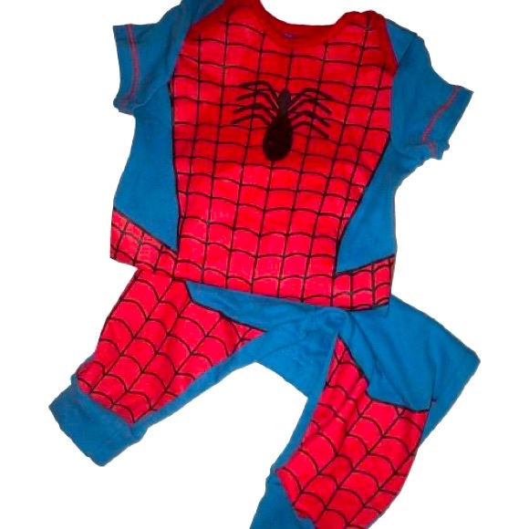 Marvel Avengers SpiderMan Infant Cosplay Bodysuit Pants Set 3-6 M - Picture 2 of 3